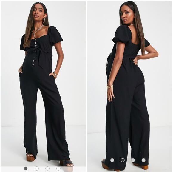 The Frolic Pants - The Frolic Maternity ASOS button down relaxed leg Jumpsuit Sz 6 NWT